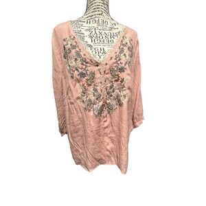 SHEIN Plus 3X Blouse Top Embroidered Cottagecore Whimsical Romantic